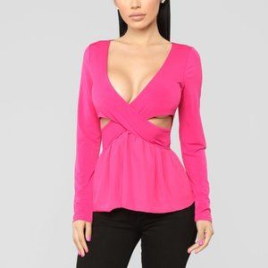 FASHION NOVA Deep Down Peplum Top Cutouts NWT XL